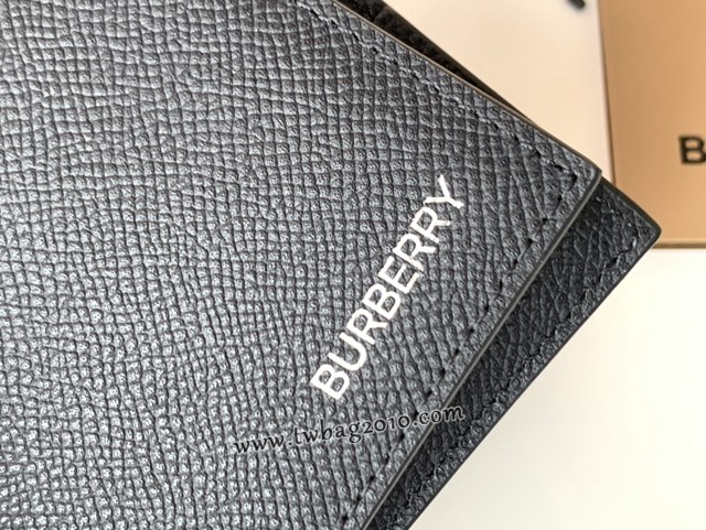 Burberry專門店新款男士短夾錢包 巴寶莉黑色小牛皮對折短夾 yxb1020